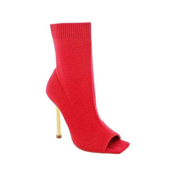 Red peep toe sock on sale boots